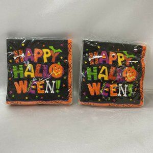 Vintage Happy Halloween Paper Beverage Napkins 80s